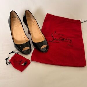 Christian Louboutin Glossy Black Peep Toe Heels